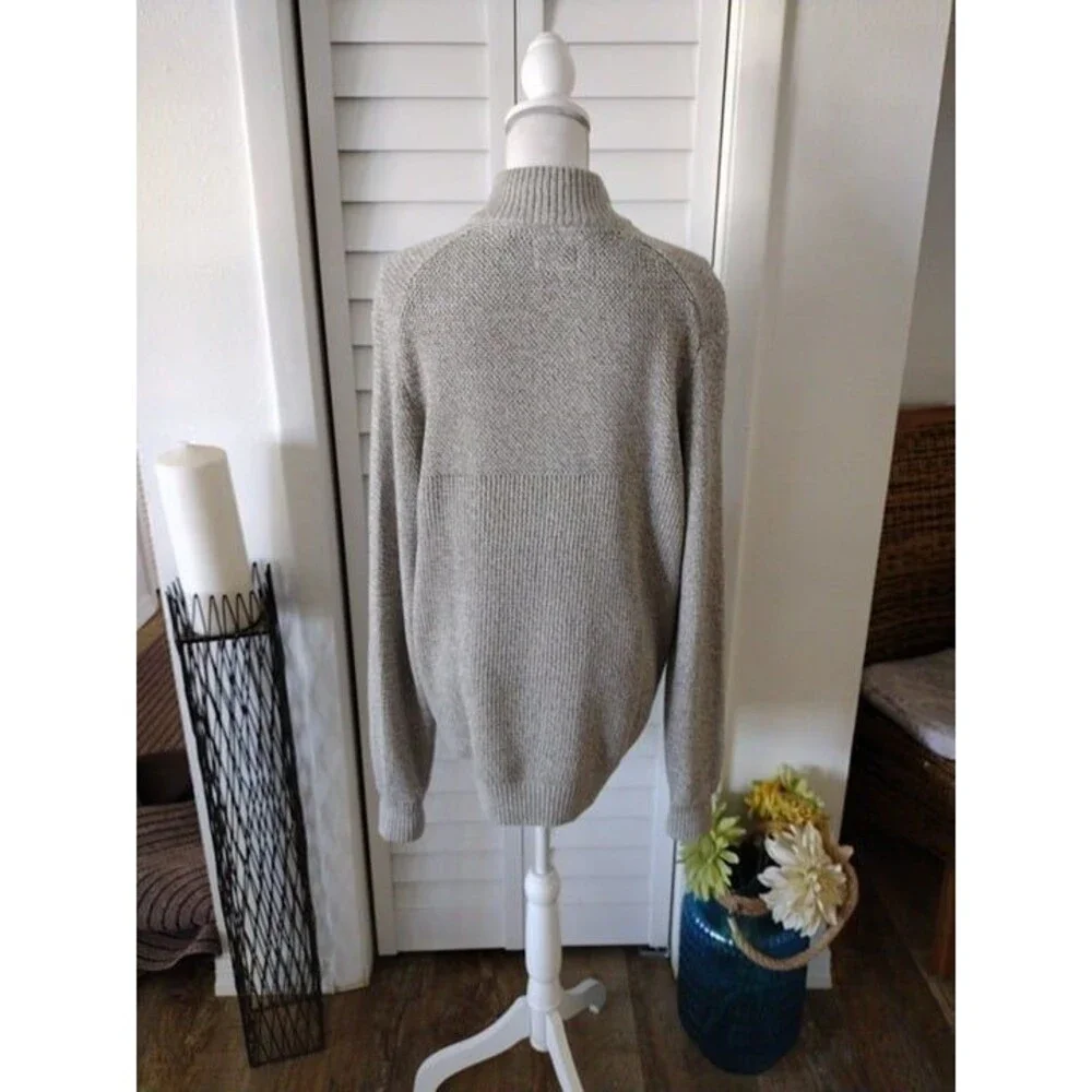G.H. Bass‎ & Co. Mens Size L Grey Canyon 4 Button Mockneck Sweater Sherpa Collar